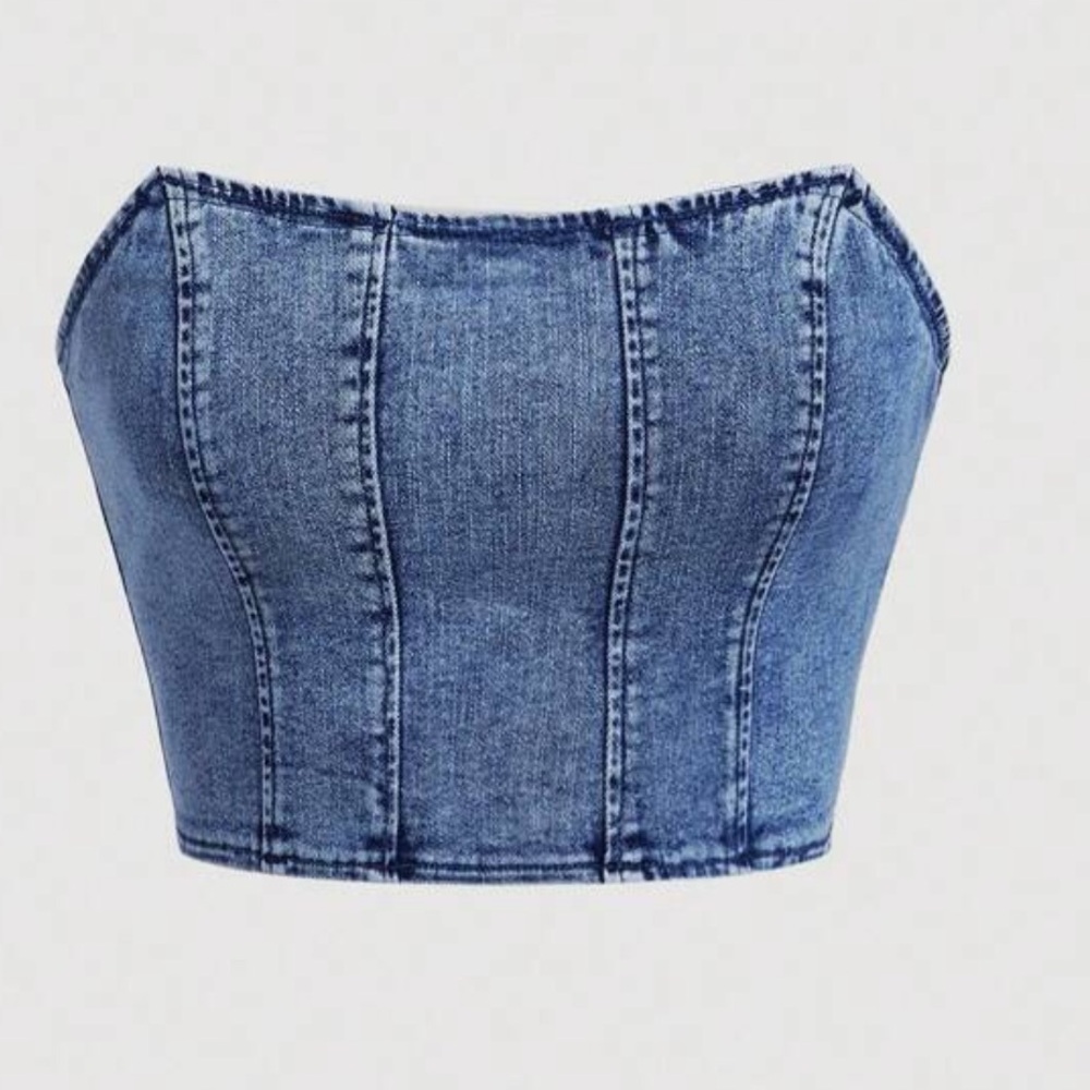 SHEIN Denim Corset Tube Top, Size S